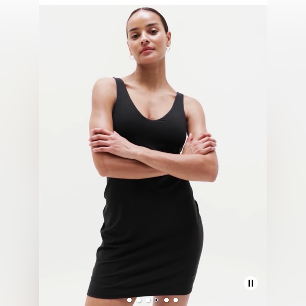 Black Athleta V-Neck Transcend Tank Dress
